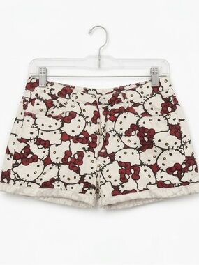SANRIO HELLO KITTY High Waisted  Bow Printed Denim Kawaii Shorts - 1X PLUS SIZE